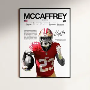 Christian McCaffrey Poster, NFL Wall Print, Football Digital , NFL Poster Print, Sports Decor, San Francisco 49ers Poster, NFL Gift, Poster Gift - Unframed