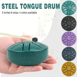 6-Note Alloy Steel Tongue Drum, 3-Inch, Quenched Surface, Machine-Made, Artificial Tuning,, for Meditation, Yoga, Sound Healing, Relaxation, Mindfulness - Available in 5 Colors