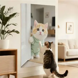 1pc Indoor durable cat scratching board mat for daily claw sharpening and interactive play, multifunctional home cat activity area, self-adhesive wall or floor installation, space-saving pet entertainment solution