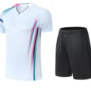 Football Suit Training Vest Breathable Jersey with Black Shorts for Sports Wear