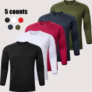 5 Pack Long Sleeve Shirts for Men Moisture Wicking Mens Tee Shirts  Hiking Fishing Workout Gym Work Wicking Running Tee Workout T Shirts Casual training top