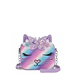 Miss Bella Kitty Cat Ombre Butterfly Daisy Crossbody Bag BELLA-XB510 Small Colorful Springy Design with Tiara Accents