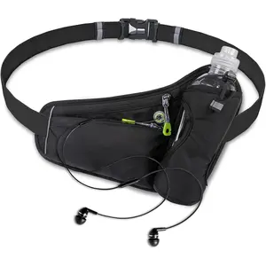 Pack,  Hydration Belt with Water Bottle Holder, Adjustable Fanny Pack for Running, Hiking, Walking, Cycling, Black