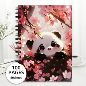 Sakura Panda Coil Notebook, Soft Cute Style, Spring Atmosphere, Dual Metal Binding, 360° Flip Support, Daily Writing Tool