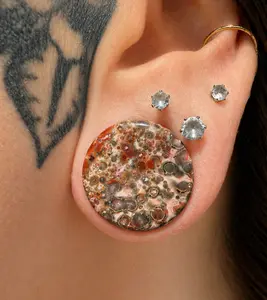 Leopard Jasper Double Flares Red and Black Stone for Gauged Ears