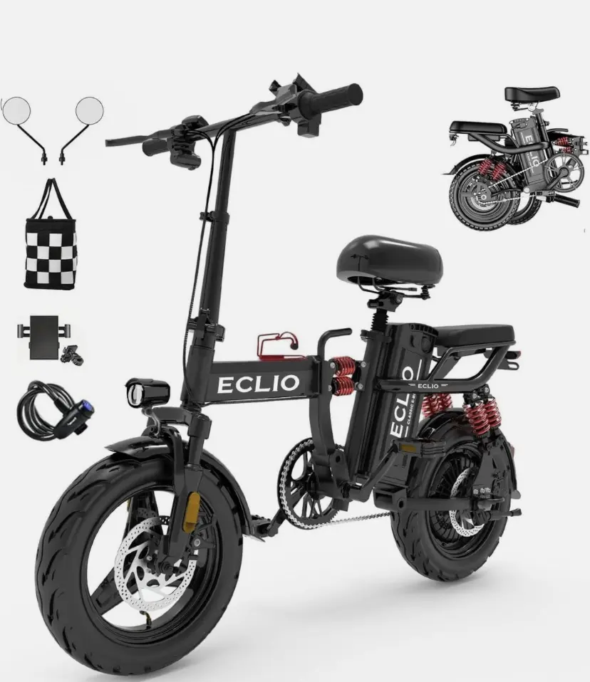 Eclio Ebike 14" Folding City Bike Peak 800W Motor 25MPH Electric Bike for Adults