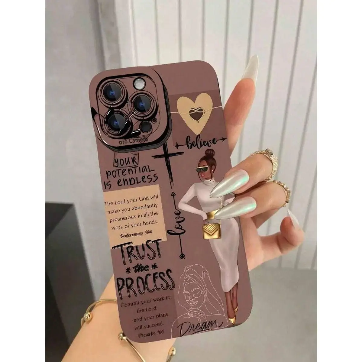 TPU Soft Protective Cellphone Case with Motivational Slogan & Fashionable Girl Illustration - Waterproof, Shockproof, Scratch-Resistant iPhone Smartphone Cover Accessory for Christmas Gift (Offers Reliable Protection)