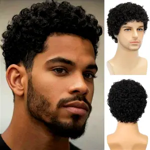 Fashion Men's Wig, Fluffy Short Hair, Mechanized Chemical Fiber Wig Cap