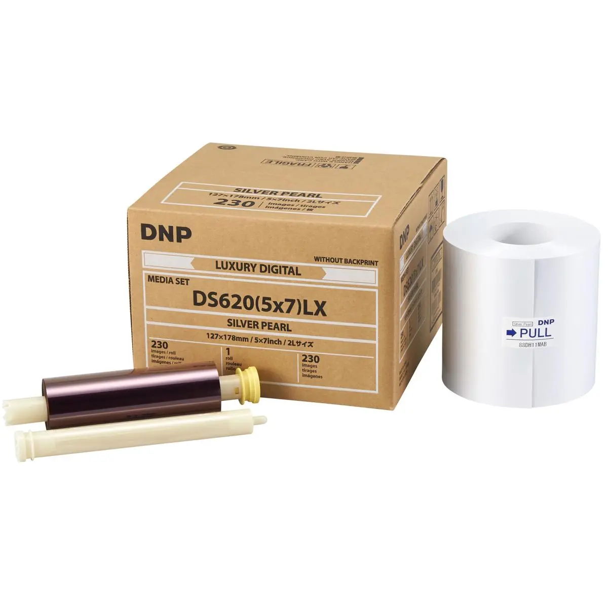 DNP DS620A Printer Luxury Media, 5x7" Silver Pearl Roll, 230 Prints Per Roll, 1-Pack