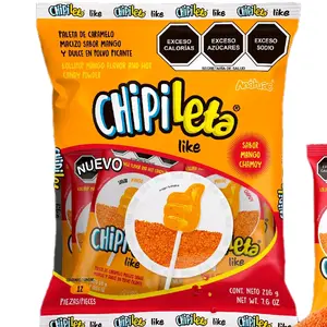 Chipileta Like, Lollipop Mango Flavor And Hot Candy Powder bag with 12 pieces