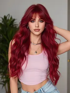 Halloween Wig, Long Curly Bangs, Full Headset 28 Inches, Women's High Heat Resistant Fashion Casual Wig for Mother's Day Festival Cosplay, Synthetic Hair Wig