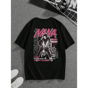 Japan Funny Anime Nana Graphics Print T-Shirt for Women Men, 100% Cotton Casual Wear, Letter Pattern Printed T-Shirt, Machine Washable Casual Top, Size S-5XL