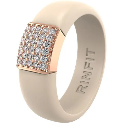 Rinfit Silicone Rings for Women with a Pave CZ Metal Plate, Silicone Wedding Band and Statement Ring for Her, Flexible for Work, Gym, Pregnancy, Travel and Everyday Wear, Patent Pending Design