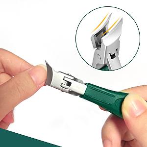 Eagle Beak Nail Clippers for Ingrown & Thick Nails – Beveled/Slanted/Angled Blades, Long Handle Wide Jaw, Anti-Splash Ultra Sharp Stainless Steel Edge 3-Piece Set for Men/Women (Green)