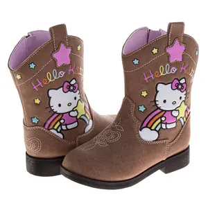Hello Kitty Cowboy Boots – Cute Rainbow & Star Design Calf High Western Country Boots for Girls (Toddler 7–10 / Little Kid 11–12)