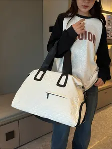 Waterproof Nylon Quilted Travel Tote Bag with Large Capacity Ideal for Business Trips Gym and Daily Commute Stylish and Durable Handbag Shoulder Bag for Women Traveling Bag, Waterproof Weekender Bag