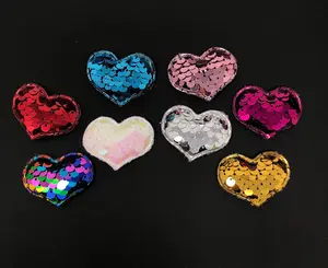 8 Pcs Heart Sequins Padded Patch Applique, Heart Applique, Heart Patch, DIY Crafts, Headwear Supplies, DIY Hair Clips Supplies