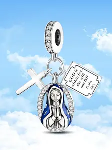 Religious Beliefs Charm Pendant, Fashionable Charms for Bracelets Making, DIY Women Jewelry Accessories for Bracelets Making, Ladies Daily Wear Decoration, Heart Cross Charm, Religious Jewelry Gift, Cross Bead Charm