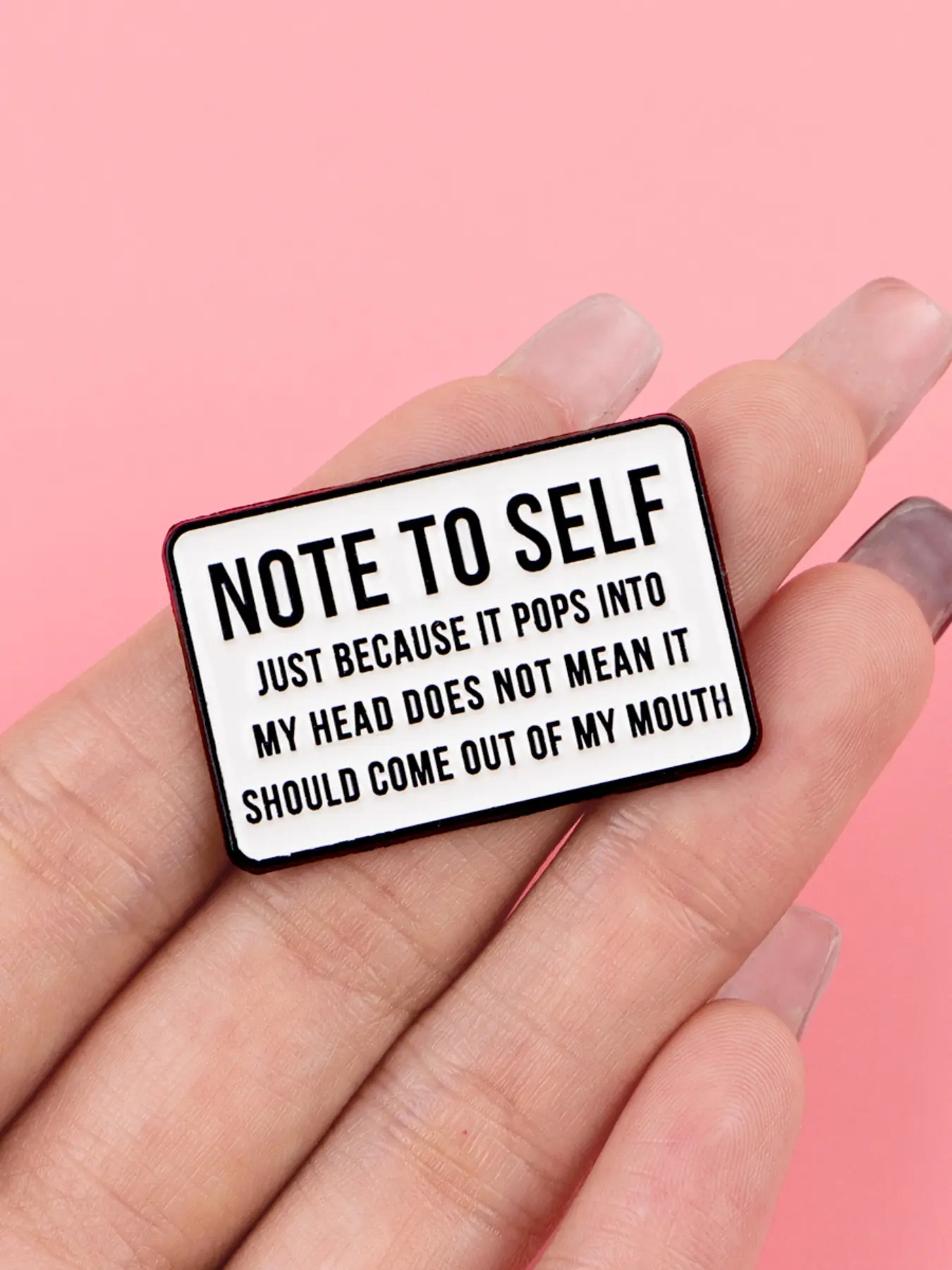 Note To Self Personalized Humor Enamel Pin, Cartoon Style Zinc Alloy Brooch, Casual Backpack Clothing Accessory, All Seasons Wear