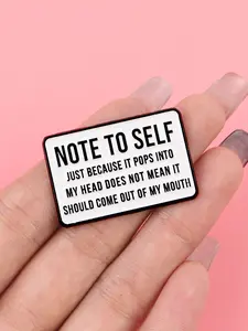 Note To Self Personalized Enamel Pin, Cartoon Style Zinc Alloy Brooch, Casual Backpack Clothing Accessory, All Seasons Wear