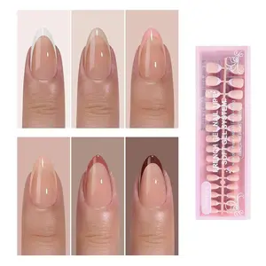 6 Packs 180pcs French Tip Press on Nails Short Almond - French Soft Tip Nails Gel Pre-shaped No File Need,Soak Off Acrylic Fake Nails Extensions for Women Nail Art DIY 15 Sizes