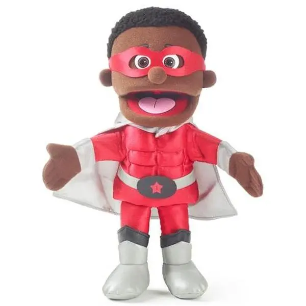 Superhero, Boy Puppet, Black Skin (14")
