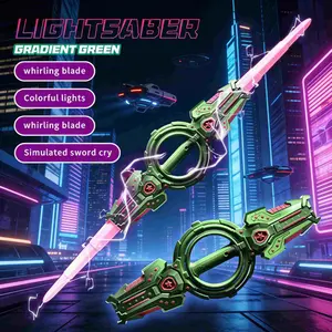 Rotatable Double Bladed Lightsaber Toy, flame style, RGB lights, realistic sound, full LED effects, durable prop for ages 6+. Great for role play, parties & holiday gifts. Comes with Type-C cable, rechargeable, USB Rechargeable Lightsaber, Light Up Saber