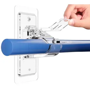 No Drill Self Adhesive Curtain Rod holder, Nail Free Adjustable Holder Hooks & Hangers for Kitchen, Home, Bathroom, Hotel Windows