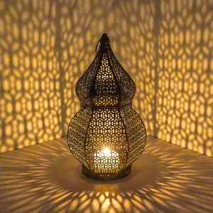 1pc Moroccan Hollowed-Out Iron Candlestick Lantern - Vintage Tabletop Candle Holder with Hollow, Sturdy Metal Candle Stand for /, Moroccan Candelabra (Candles Not Included) - Elegant Home & Decor Suitable for Courtyard, Table Centerpiece