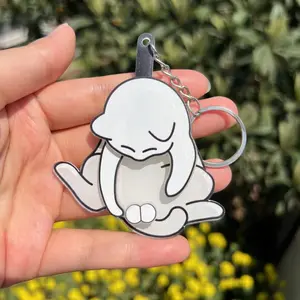Creative Cat Acrylic Pendant with Rotating Keyring Accessory- Color Randomly Selected