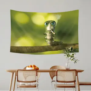 Caterpillar Themed Flag Tapestry, Fresh Green Style for Indoor & Outdoor Use, Perfect for Party, Home & Garden Decoration, All‑Season Matching Ornament