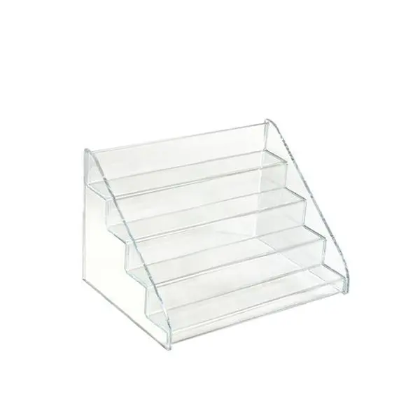 Azar Displays Four-Tier Shelf Counter Step Display, 12" wide, Clear