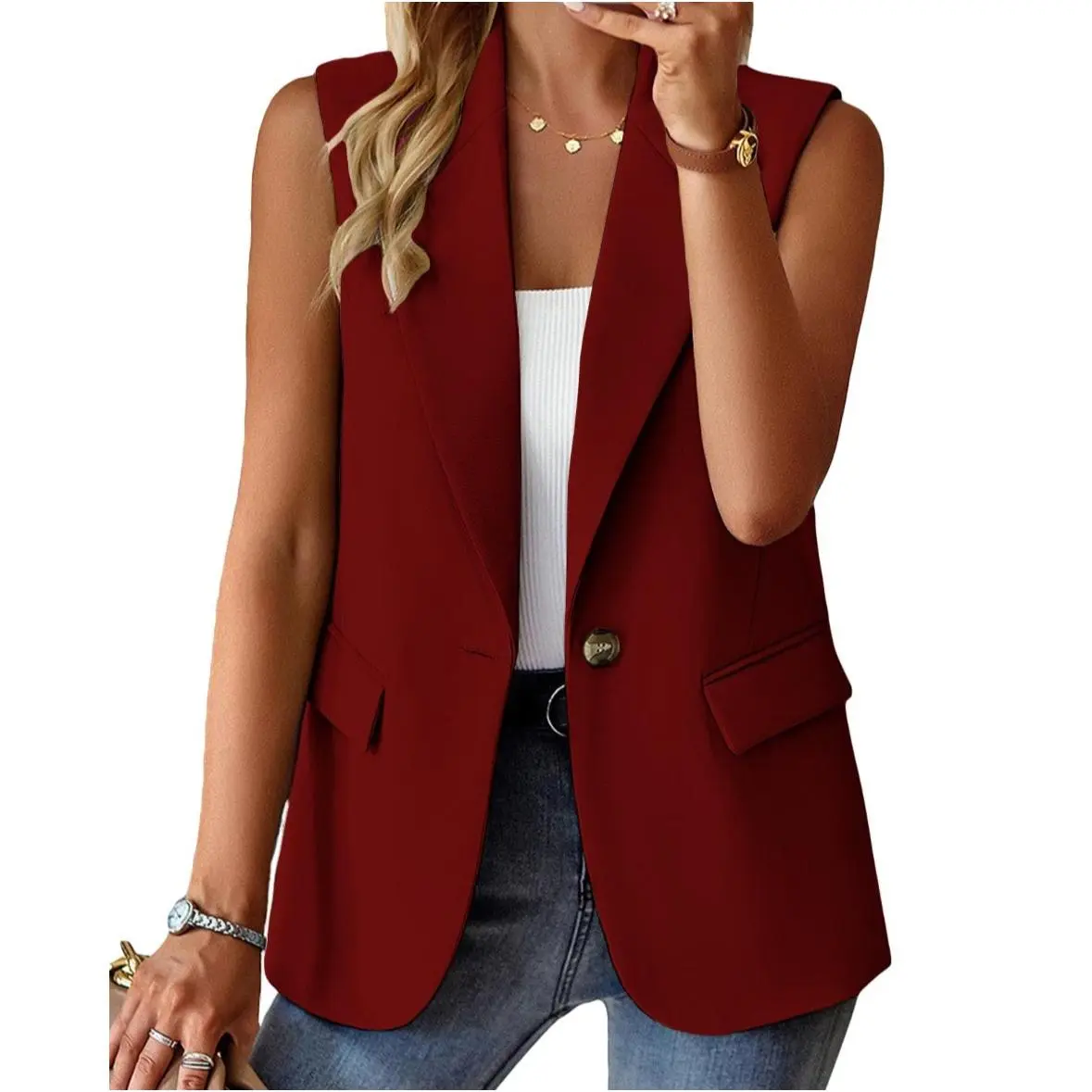 Wine red sleeveless