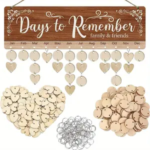 Family Reminder Calendar Board (15.7"x4.7), Personalized Tree Reminder Board, Wooden Birthday Plaque, DIY Gift for Mother Grandma