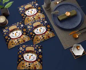 Snowman Christmas Coaster Set – 4 Handmade 4.25" Glossy Ceramic Tiles | Whimsical Winter Home Decor | Holiday Hostess Gift | Festive Snowman Art Drink Coasters | Cozy Christmas Style