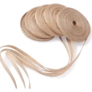 5 Rolls  Burlap Fabric Ribbon 1/4 inches Tan Jute Linen Ribbon Rolls for Party Decoration, DIY Crafts  Wrapping Christmas Making