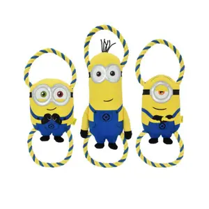 MultiPet Minions Rope Tug Dog Toy, Assorted Characters (Bob 16", Kevin 18", and Stuart16")