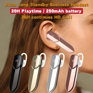 1Pc Wireless Headset With 20H Playtime/250mAh Battery Long Standby Earbuds Business Car Earphone With Mic HD Call Sports Noise Cancelling Rechargeable Lithium Battery