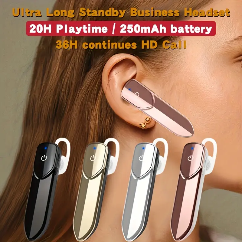 1Pc Wireless Audio Headphones - Electronic Audio Device with 20H Playtime, 250mAh Battery, Long Standby, Mic for HD Calls, Business/Car Use, Sports Noise Cancelling, Rechargeable Lithium Battery, Not Water Resistant