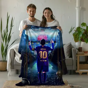 Lionel Messi football blanket, suitable for boys, birthday, holiday, Christmas, Halloween Thanksgiving gift, football lover gift blanket