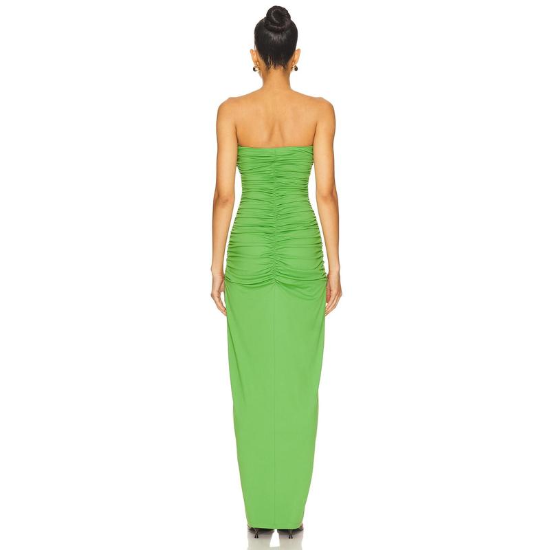 Susana Monaco Center Gathered Tie With Slit Dress in Forest