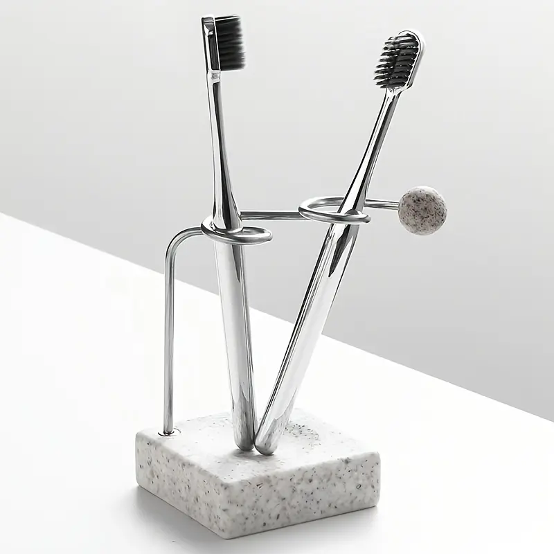 Light Luxury Stainless Steel Toothbrush Holder - Couple's Bathroom Toothbrush Organizer