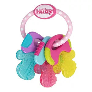 IcyBite Ice Gel Teether Keys, Silicone Baby Teether  3+ Months, Gentle on Sore Gums, Blue Teething Relief Toys for Kids