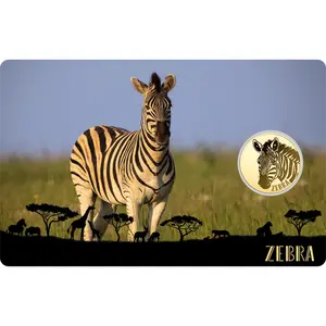 Gabon African Zebra 1/1000 oz Gold Coin in Card