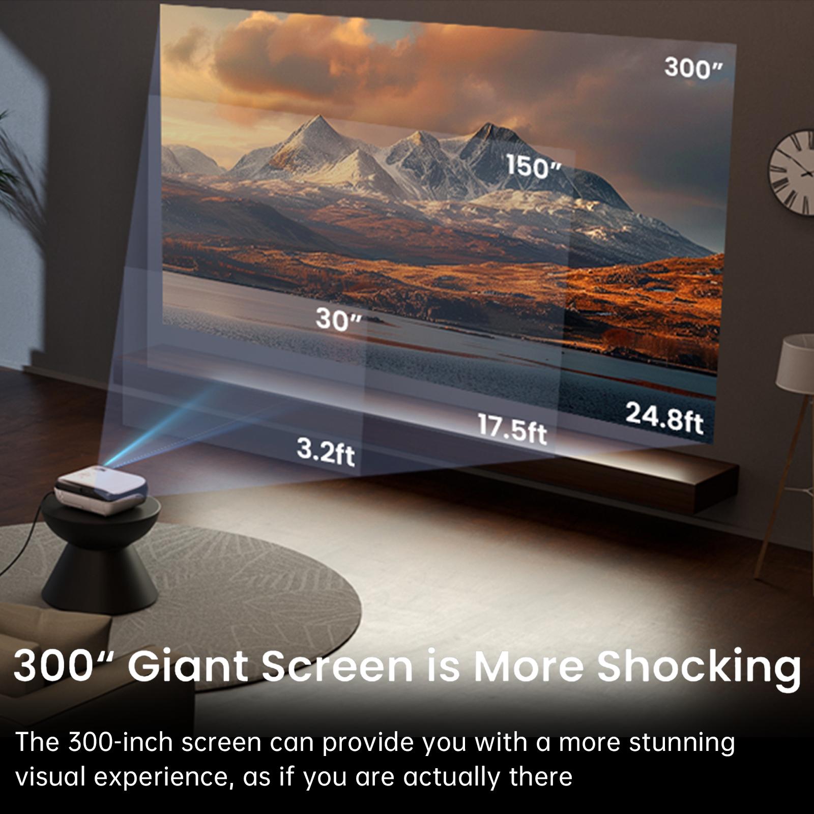 HAPPRUN Mini Projector GTV – Portable 1080P Supported 4K-Compatible Home Theater Projector with Bluetooth 5.1, Screen Mirroring, Ideal for Bedroom, Camping, Kids Videos, Works with iPhone, Android, HDMI, USB, and TV Sticks