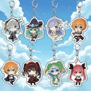 Anime DATE A LIVE Keychain Cartoon Figures Tokisaki Kurumi Yatogami Toka Himekawa Yoshino Car Keyring, Unique Keychains for Personal Style, Cute Keychains for Bags and Keys, Durable, Lightweight and Perfect for Personal Style, Collecting and Gifting