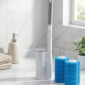 Disposable Toilet Brush and Holder Set with 16pcs Cleaner Refills for Bathroom Cleaning Enhanced Hygiene & Efficiency, Cleaning Pads.