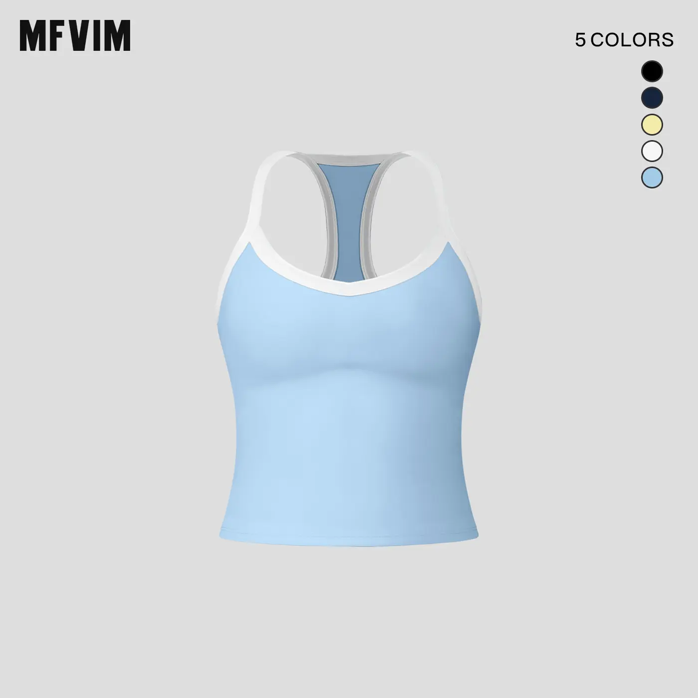 MFVIM Female High-Elastic Color-Block Trim Fitness Vest Top - Crossback Design, Removable Padding, Fitness Apparel, Activewear Clothes for Yoga, Hiking/Light Outdoor, Colorblock, Universal,travel essentials,camping essentials, Athletic Tank Tops, Casual W