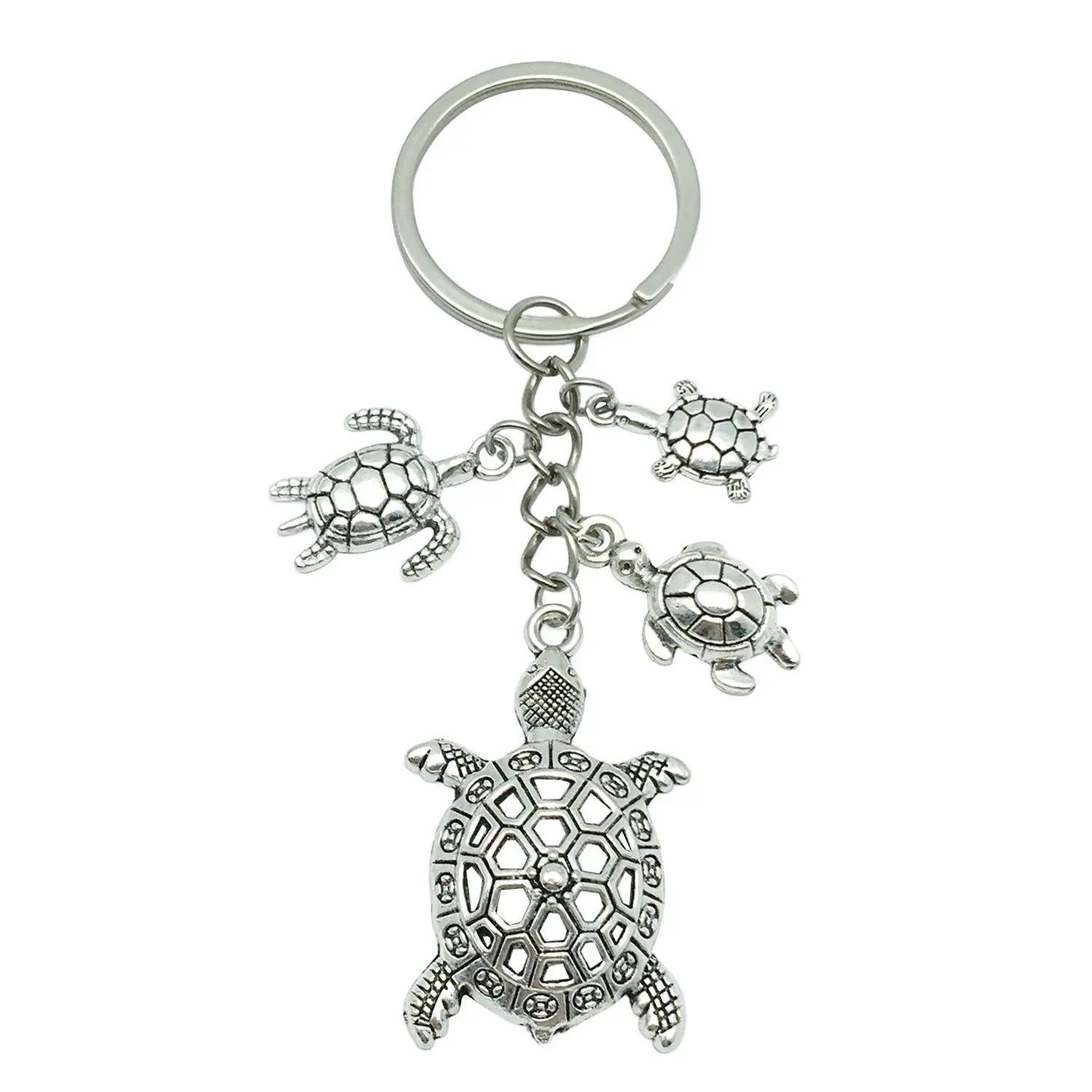 4 Sea Turtle Family Keyring, Lucky Tortoise Pendant Keychain, Backpack Handbag Decor Charm, Good Luck Symbol Gift for Him Her Parents Husband Wife  Birthday Present