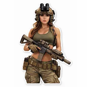 Tactical Girl Sticker Military Night Vision Operator Vinyl Decal Die Cut Waterproof Sticker for Gear Enthusiasts